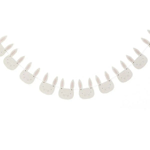 Eggciting Easter Pink & White Easter Bunny Face Bunting Decorations