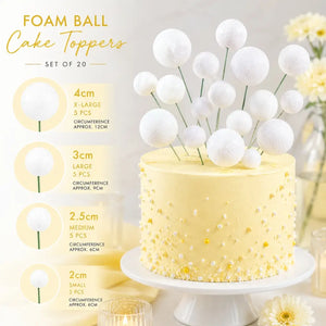 White glitter foam balls for cake decorating