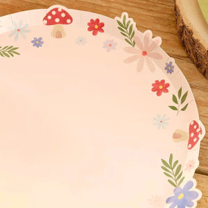 Pink floral fairy party plates