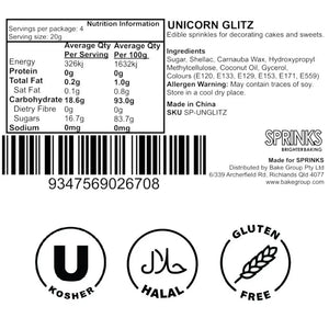 fairy unicorn glitz party sprinkles colourful mix ingredients