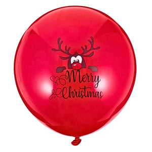 Red Christmas balloons with reindeer print 10 pack