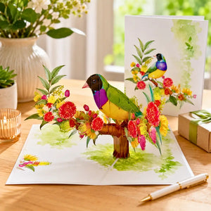 Australian bird pop up greeting card finch