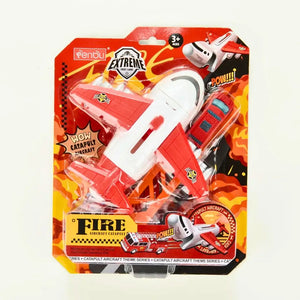 Kids rescue airplane playset with fire department vehicle