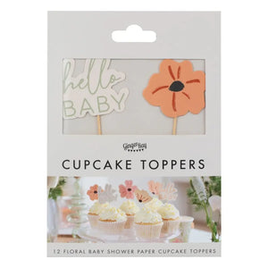 Floral Baby Shower Cupcake Toppers 12pk