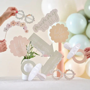 Floral Baby Shower Party Photo Booth Props 10pk