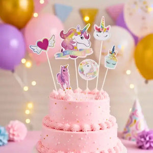 rainbow magical floral unicorn toppers for cake and dessert table styling