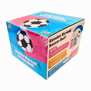 Gender reveal soccer ball with pink and blue powder