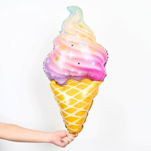 Giant Rainbow Swirl Ice Cream Foil Balloon | Ice Cream Party Decoration