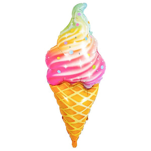 Giant Rainbow Swirl Ice Cream Foil Balloon | Ice Cream Party Decoration
