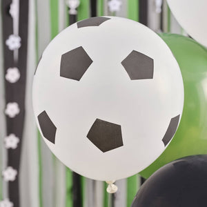 Ginger Ray Black White Green Kick Off Party Football Latex Balloon Bundle
