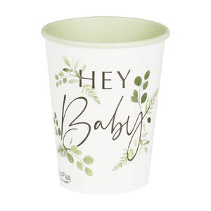 Ginger Ray Botanical Baby Hey Baby Paper Cups 8 Pack