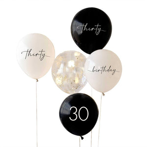Ginger Ray Black, Nude & Champagne Gold Champagne Noir 30th Birthday Party Balloons