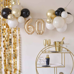 Ginger Ray Champagne Noir 60th Birthday Balloon Bunting Decoration