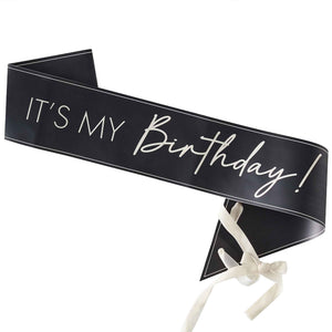 Ginger Ray Champagne Noir Black & Nude It's My Birthday! Sash