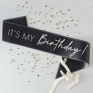 Ginger Ray Champagne Noir Black & Nude It's My Birthday! Sash