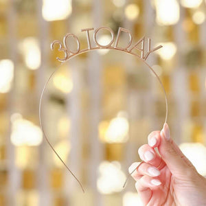 Ginger Ray Champagne Noir 30 Today 30th Birthday Metal Headband tiara