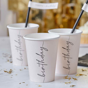 Ginger Ray Champagne Noir Black Nude Birthday Paper Cups 8 Pack