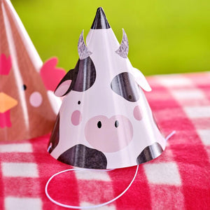 Ginger Ray Farm Animals Party Hats 8 Pack - farm friend kids birthday party