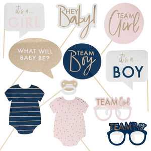 Ginger Ray Gold Foiled Gender Reveal Party Photobooth Props