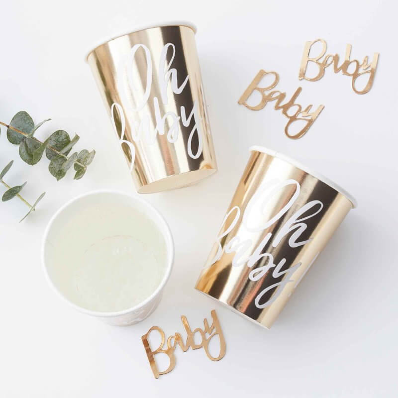 Oh Baby! Gold Baby Shower Cups 8 Pack