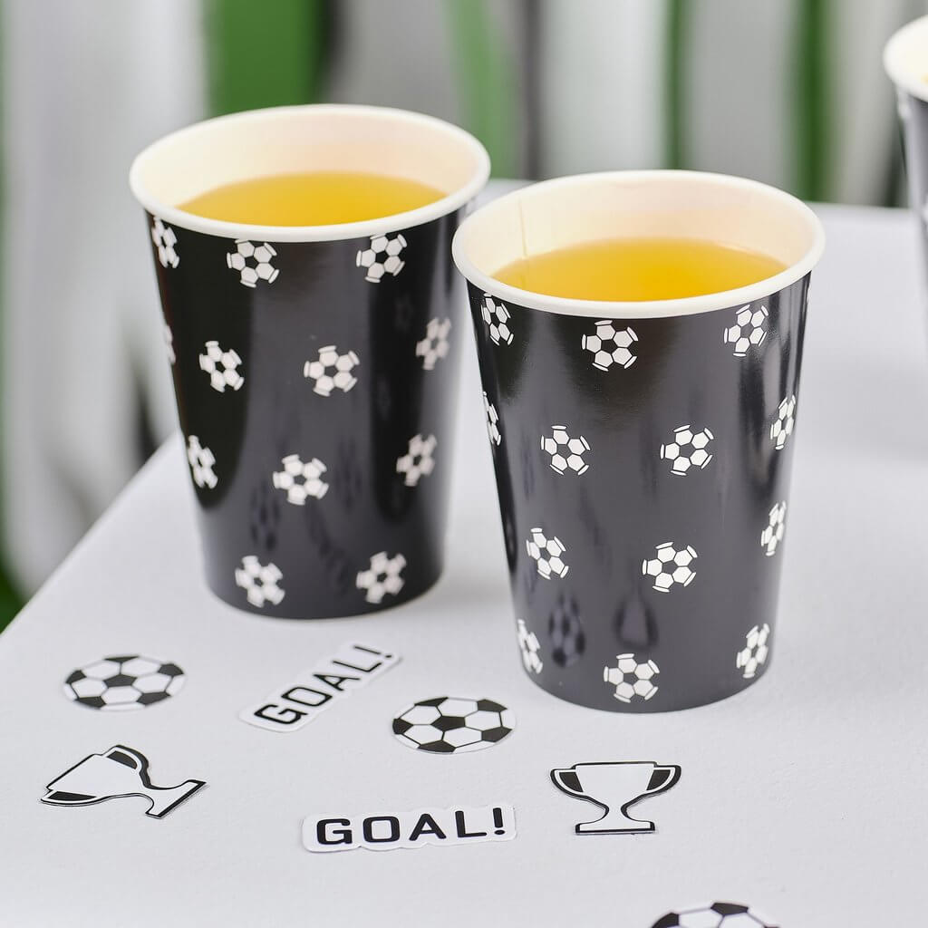 Ginger Ray Kick Off Party Football Print Paper Cups 8 Pack