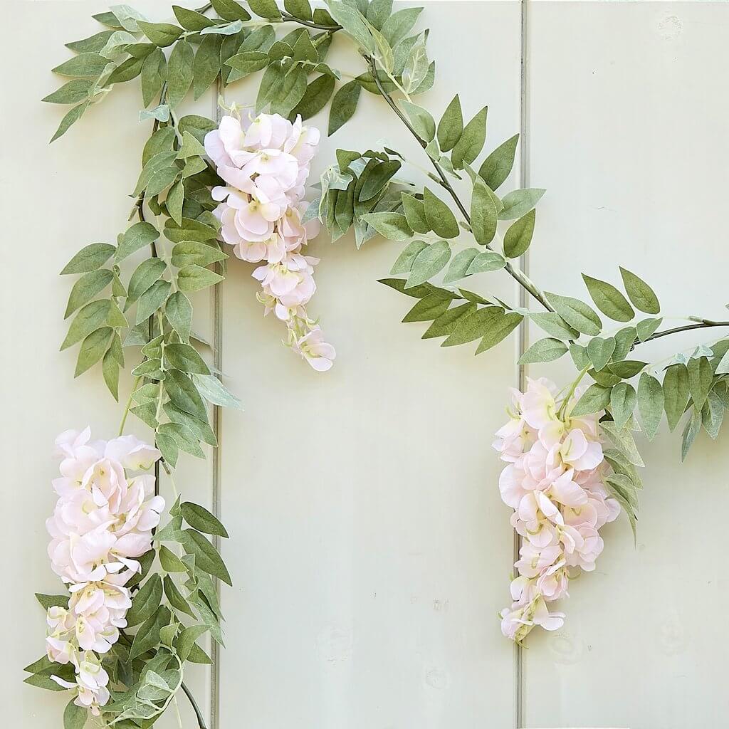 ginger ray Blush Pink and Green Wisteria Foliage Garland lets par tea