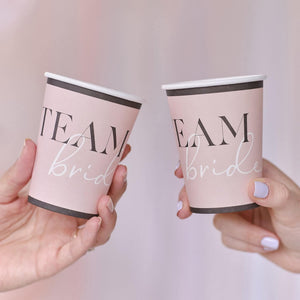 Ginger Ray Pink 'TEAM bride' Hen Party Paper Cups 8 Pack