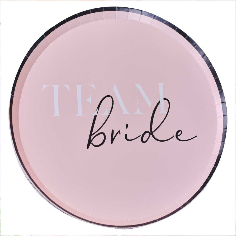 Ginger Ray Pink 'TEAM bride' Hen Party Paper Plate 8 Pack