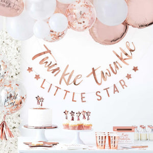 Twinkle Twinkle Rose Gold Foiled Paper Cups 8 Pack