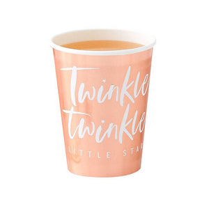 Twinkle Twinkle Rose Gold Foiled Paper Cups 8 Pack