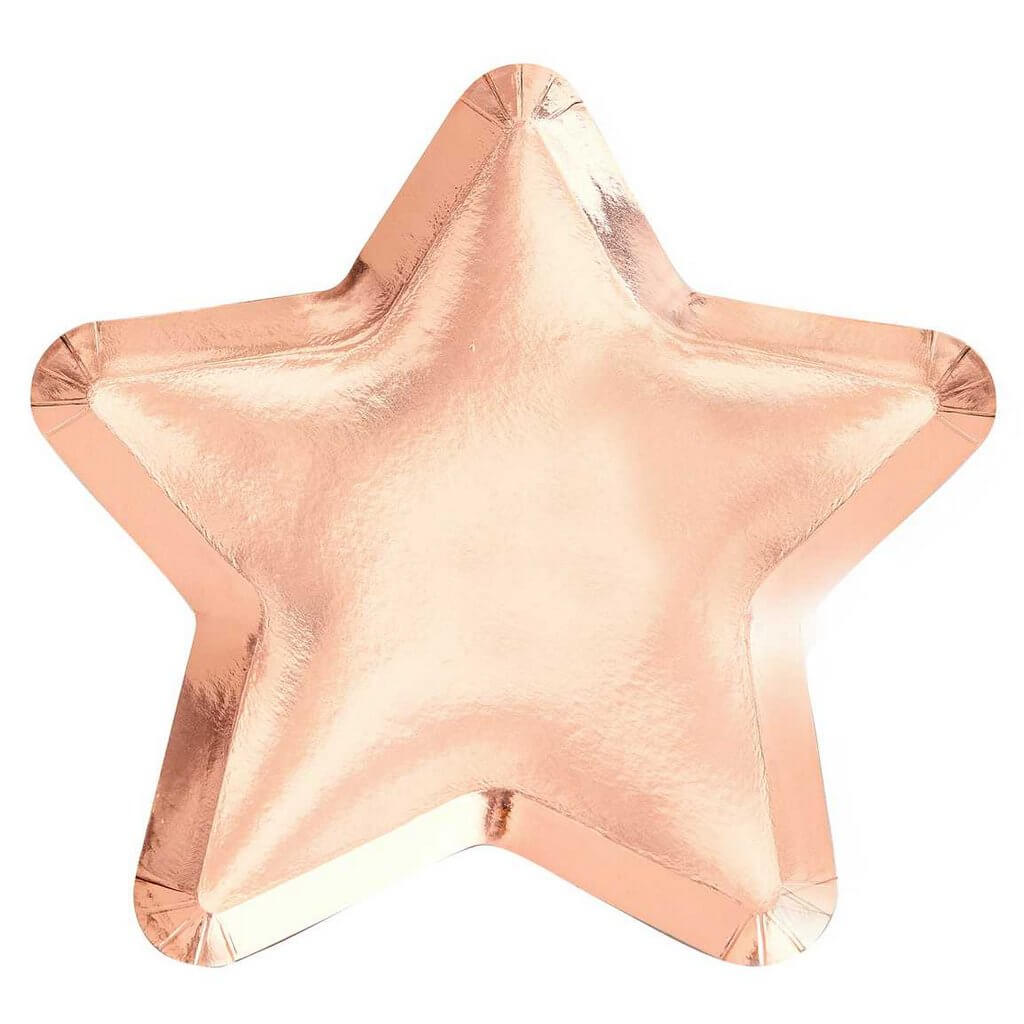 Twinkle Twinkle Rose Gold Star Shaped Paper Plates 8 Pack