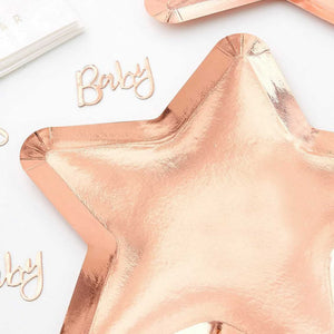 Twinkle Twinkle Rose Gold Star Shaped Paper Plates 8 Pack