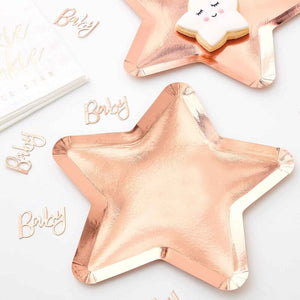 Twinkle Twinkle Rose Gold Star Shaped Paper Plates 8 Pack