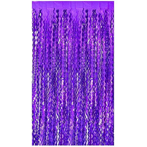 Laser Glitter Wavy Purple Fringe Foil Curtain