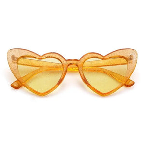 Glitter Orange Cat Eye Shaped Party Sunglasses