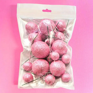 Glitter Pink Foam Ball Cake Decorating Set