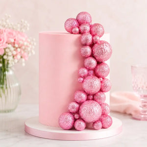 Glitter Pink Foam Ball Cake Toppers 20 pack
