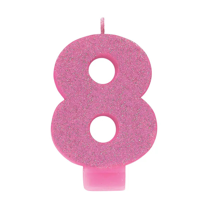 Glitter Pink Number 8 Candle