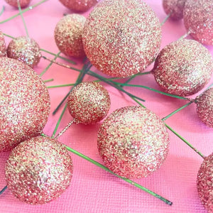 Glitter Rose Gold Foam Ball Cake Topper Set 20pk