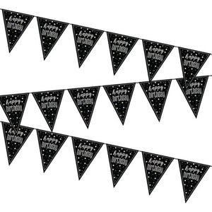 Glitz Black Happy Birthday Foil Flag Banner 274cm