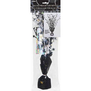 Glitz Happy birthday Foil Balloon Weight & customisable Number Stickers - Black & Silver