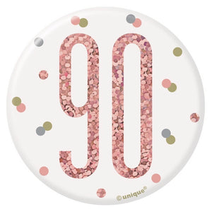 Glitz Rose Gold Age 80 Badge 7.6cm - Birthday Outfit Accessory