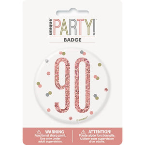 Glitz Rose Gold Age 80 Badge 7.6cm - Birthday Outfit Accessory