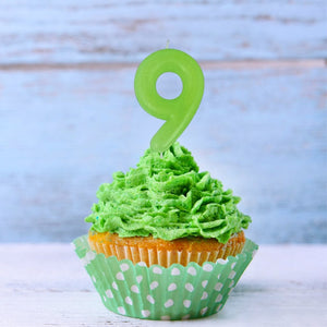 Glow in the dark number 9 birthday candle neon green