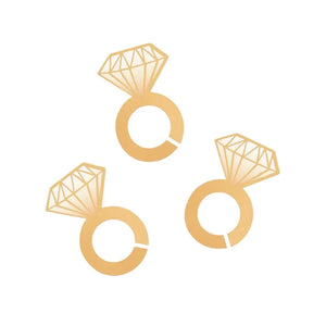 Bridal shower glass charms gold diamond ring topper decorations 12 pack