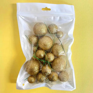 Decorative gold foam balls for birthday and wedding cakes
