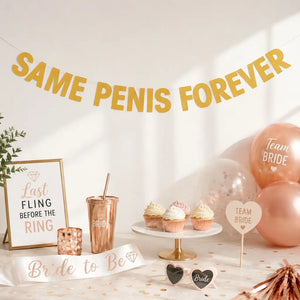 Gold Glitter SAME PENIS FOREVER Hen Party Banner