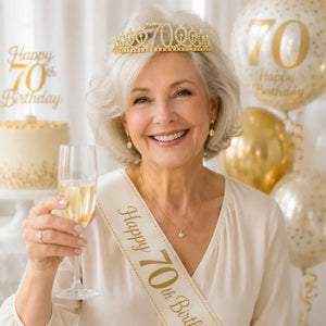 Gold Rhinestone Age 70 Birthday Tiara