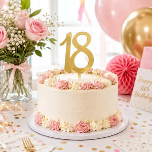Acrylic Gold Age 18 Birthday Cake Topper