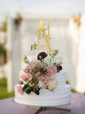 Gold Mirror Acrylic Sexy Pole Dancer Stag Party Cake Topper - Bachelor Party, Wedding Party Celebrations